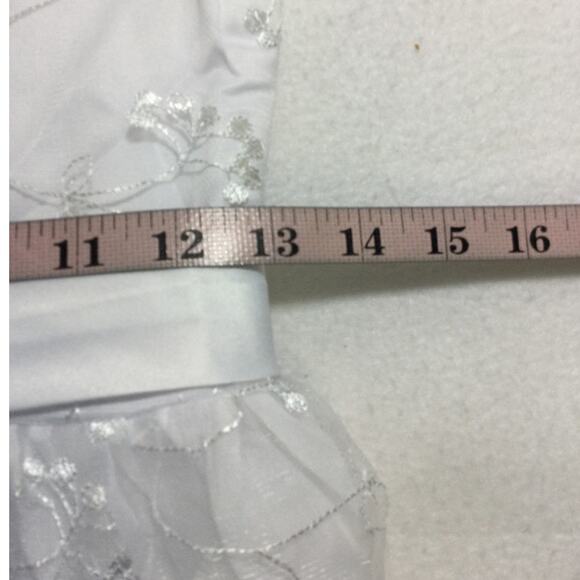 GIRL'S PARTY DRESS 8-9 Y white embroidered tulle flower girl communion maxi B103 - Picture 6 of 8